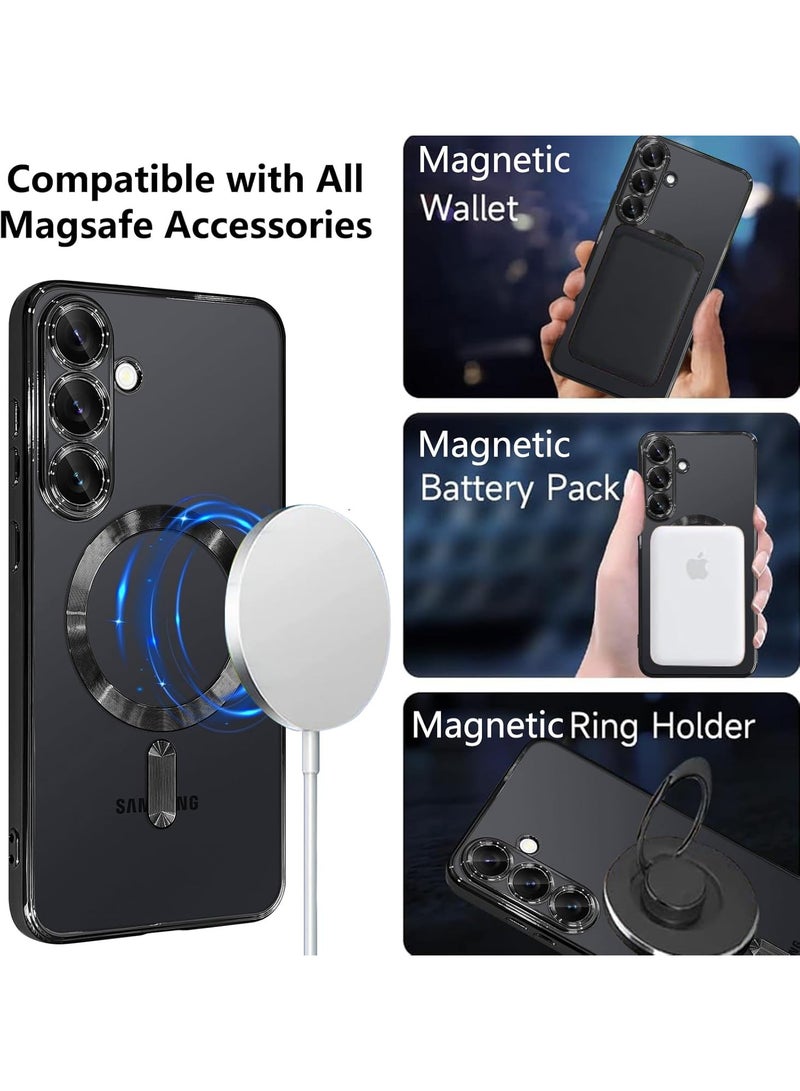 Magnetic Clear Slim Case for Samsung Galaxy A56 Full Camera Protector Anti-Yellowing Shockproof Compatible with MagSafe Cover Designed- Black  - Image 2