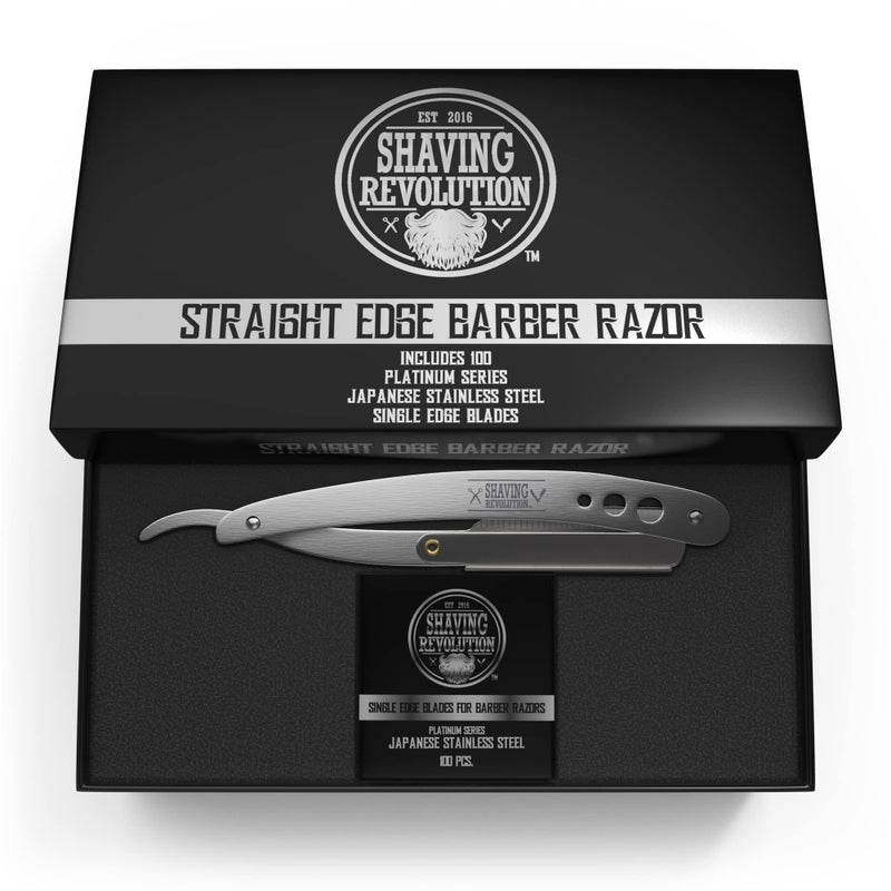 SHAVING REVOLUTION Straight Edge Barber Razor for Close Shaving - Professional Straight Blade Razor for Men with 100 Single Edge Blades- Mens Straight Razor Kit - Image 3