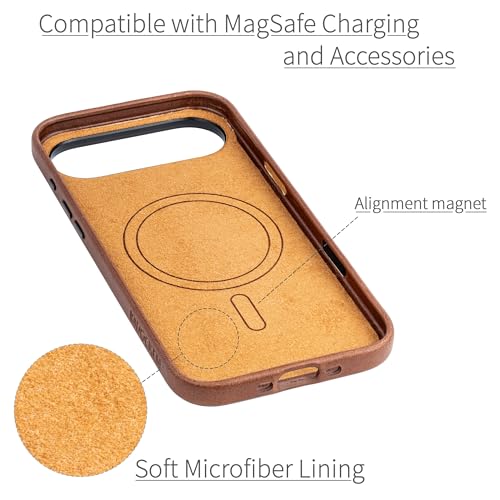 Dockem Genuine Leather Case for iPhone 17 Air Compatible with MagSafe, with Capacitive Camera Control Button (MSGL, Brown) - Image 4