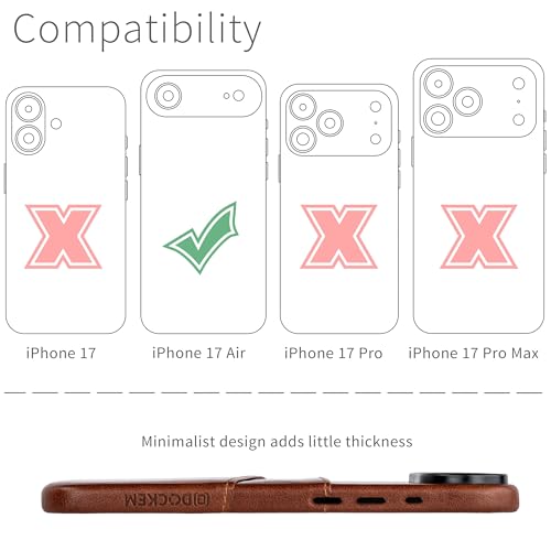 Dockem Genuine Leather Case for iPhone 17 Air Compatible with MagSafe, with Capacitive Camera Control Button (MSGL, Brown) - Image 2
