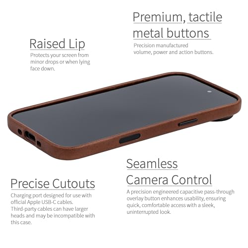 Dockem Genuine Leather Case for iPhone 17 Air Compatible with MagSafe, with Capacitive Camera Control Button (MSGL, Brown) - Image 3