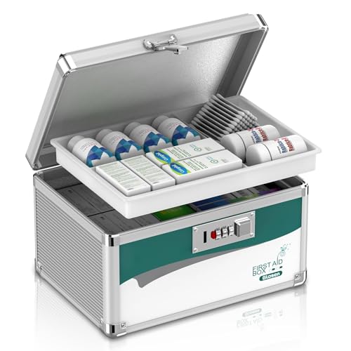 Glosen Medicine Lock Box with Combination Lock, Medication lock box【Small 10x6.7x6.7 Inch】,medical box organizer - Image 1
