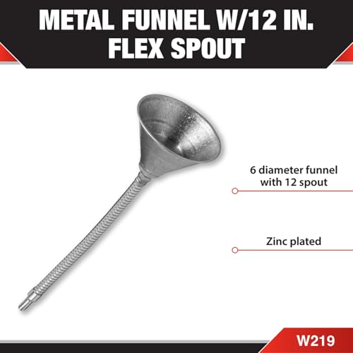 Performance Tool W219 Zinc Plated Funnel with 12Inch Flex Spout - Image 3