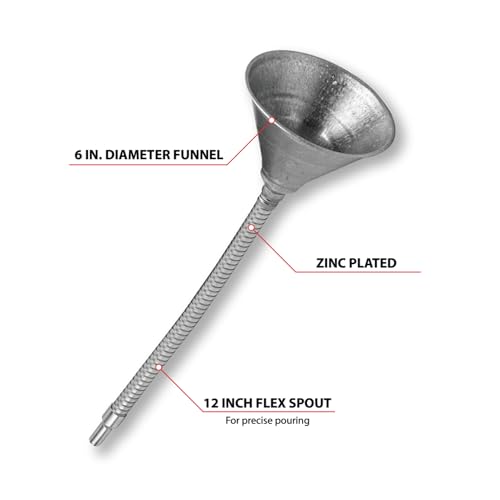 Performance Tool W219 Zinc Plated Funnel with 12Inch Flex Spout - Image 5