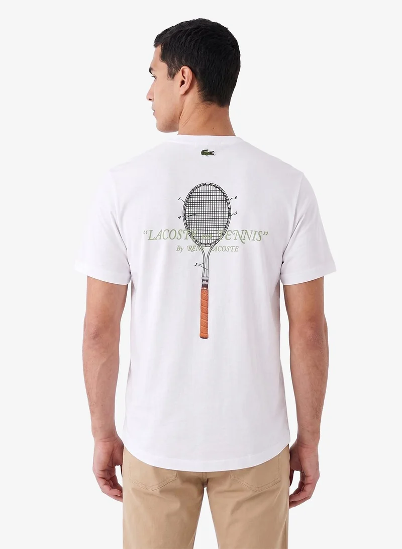 لاكوست Classic Fit Back Print And Embroidery Detail T-Shirt