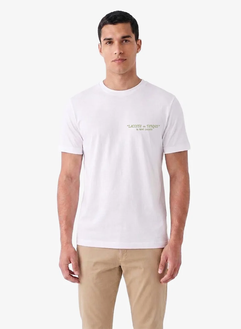 لاكوست Classic Fit Back Print And Embroidery Detail T-Shirt