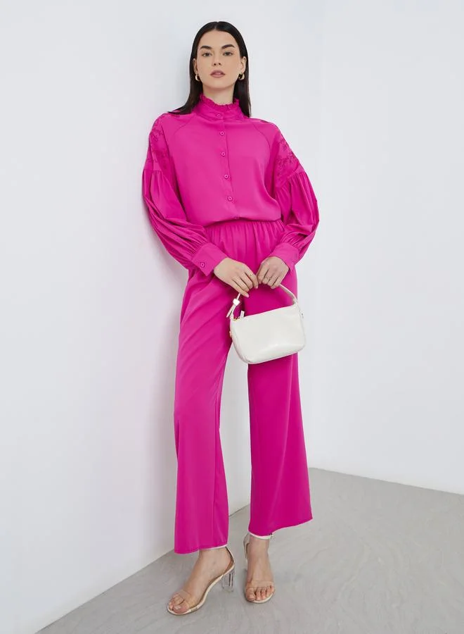 Take Two Take Two Pink Embroidered Panel Shirt and Pants Co-Ords