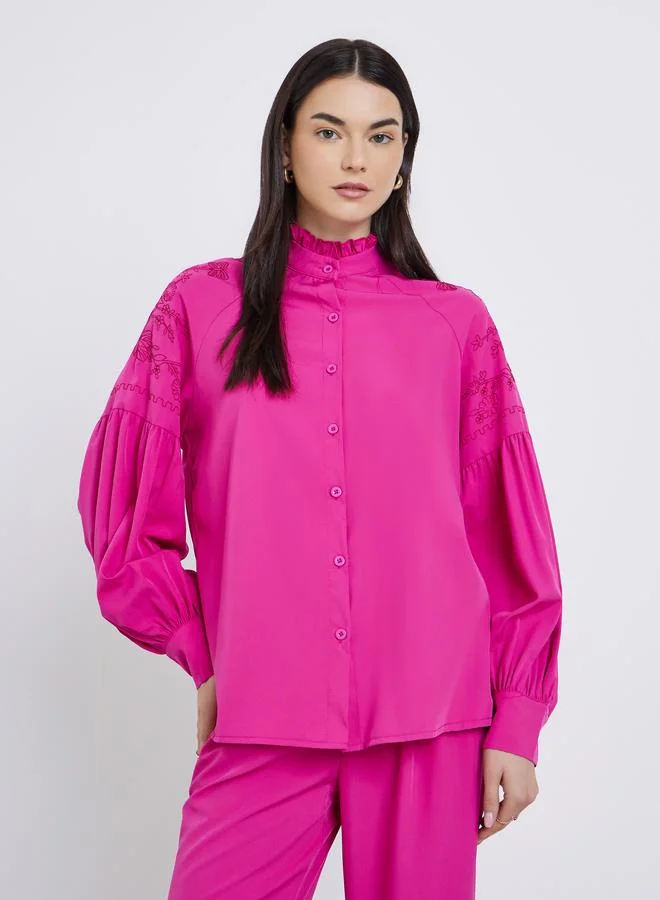 Take Two Take Two Pink Embroidered Panel Shirt and Pants Co-Ords
