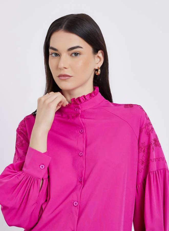 Take Two Take Two Pink Embroidered Panel Shirt and Pants Co-Ords