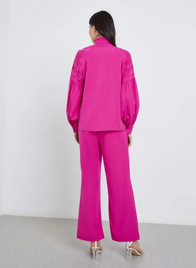 Take Two Take Two Pink Embroidered Panel Shirt and Pants Co-Ords
