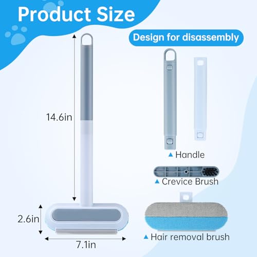 INABULETWO Multifunctional Pet Hair Remover Tool for Furniture, Reusable Washable Dog and Cat Hair Lint Removal Brush, 4 in 1 17.3Inch Extendable, Adjustable Lint Brush - Image 2