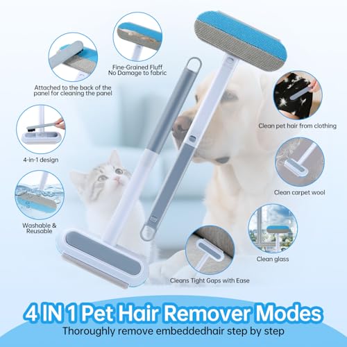 INABULETWO Multifunctional Pet Hair Remover Tool for Furniture, Reusable Washable Dog and Cat Hair Lint Removal Brush, 4 in 1 17.3Inch Extendable, Adjustable Lint Brush - Image 3