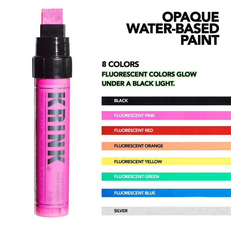 Krink K-55 Fluorescent Pink Paint Marker-Vibrant and Opaque Fine Art Acrylic Paint Pens for Smooth Surfaces-Acrylic Paint Markers for Metal Paper and Painted Surfaces-Graffiti Markers for Signs - Image 3