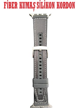T-MAX Apple Watch Compatible (2,3,4,5,6,7,8,9 44-45-49 mm) Fiber Fabric Patterned Silicone Strap  - Image 4