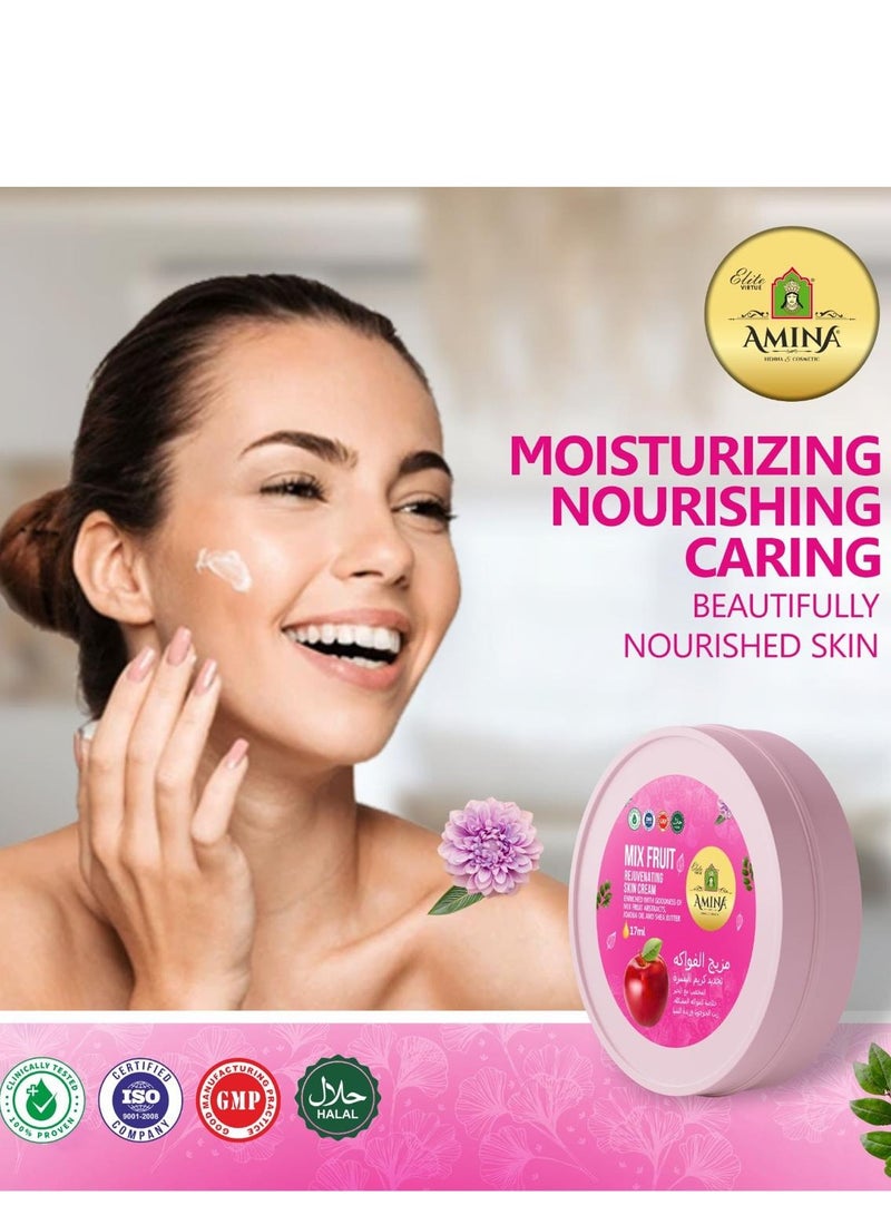 Amina Mix Fruit Moisturizing Cream with a lightweight, nourishing formula, Beauty cream, for soft smooth skin, 17 ml (Pack of 12) - Image 2