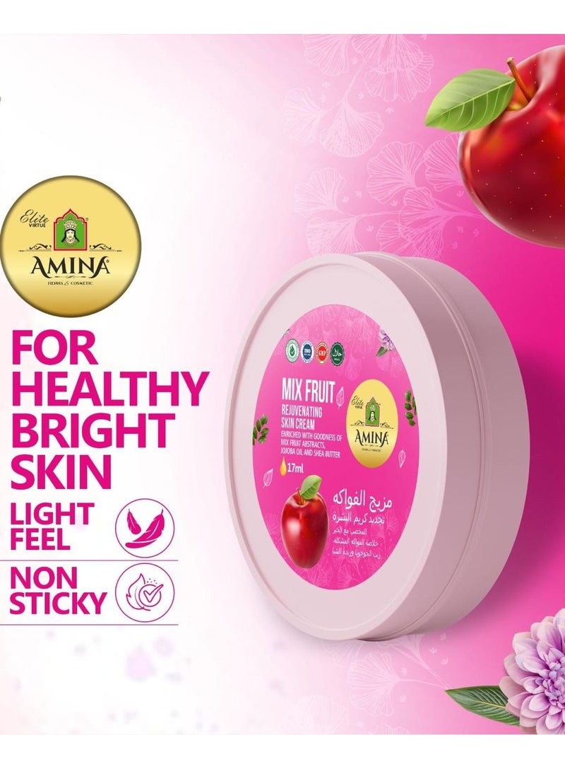 Amina Mix Fruit Moisturizing Cream with a lightweight, nourishing formula, Beauty cream, for soft smooth skin, 17 ml (Pack of 12) - Image 3