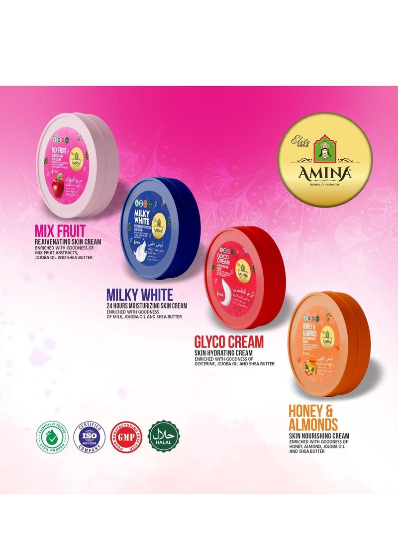 Amina Mix Fruit Moisturizing Cream with a lightweight, nourishing formula, Beauty cream, for soft smooth skin, 17 ml (Pack of 12) - Image 5