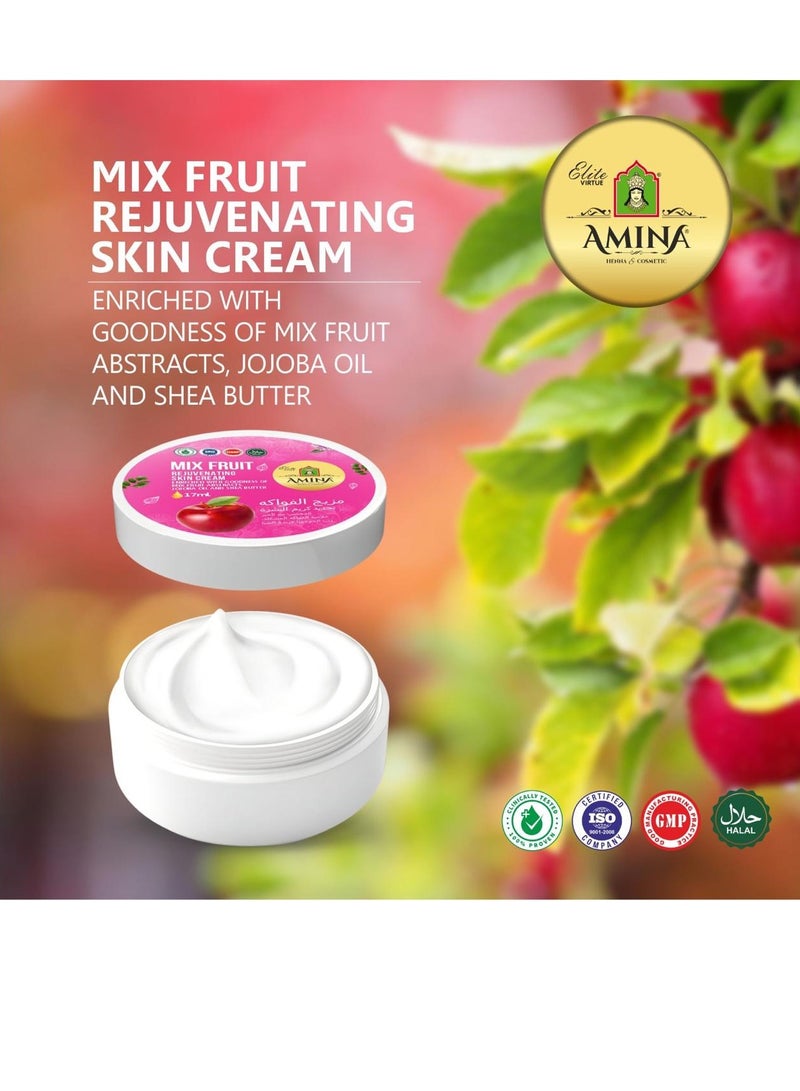 Amina Mix Fruit Moisturizing Cream with a lightweight, nourishing formula, Beauty cream, for soft smooth skin, 17 ml (Pack of 12) - Image 4