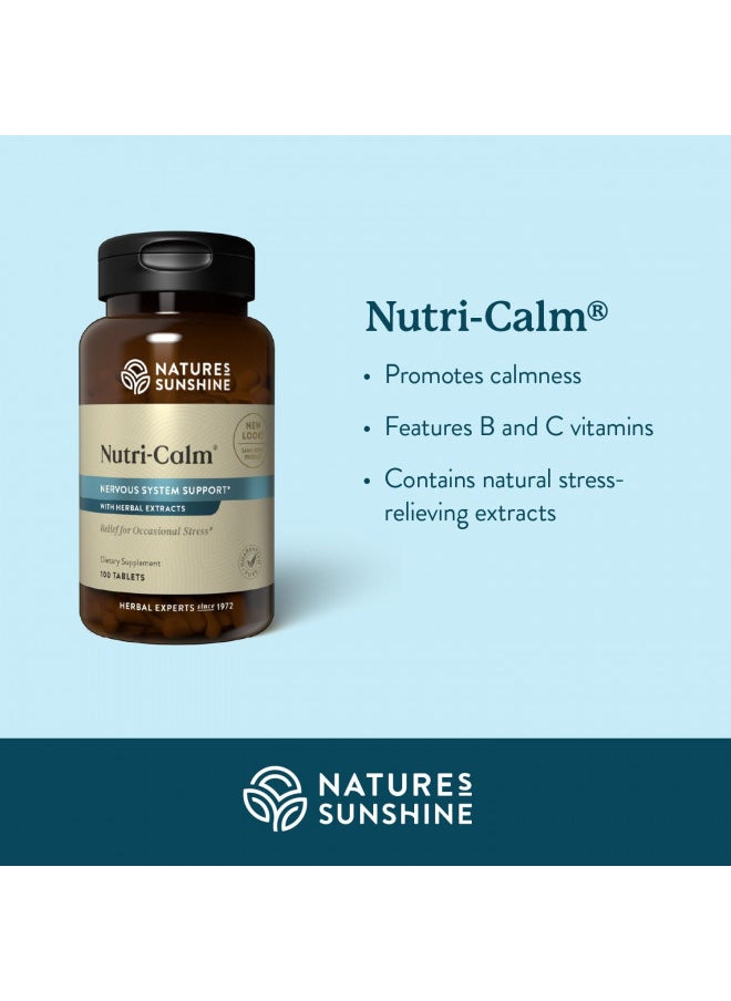 NATURE'S SUNSHINE - Nature's Sunshine Nutri-Calm - Herbal Stress Relief Supplement, Natural Relief for Adults, Happy Pills for Stress, Sleep & Mood Support, Mood Boost - 100 Tablets - Image 1