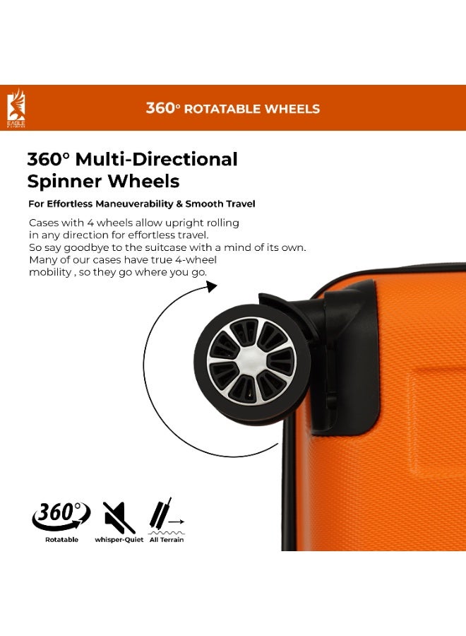 ايجل اكسبريس عربة VENTURE ABS صلبة مقاس 20 و24 و28 بوصة، مجموعة من 3 قطع باللون البرتقالي - Image 5