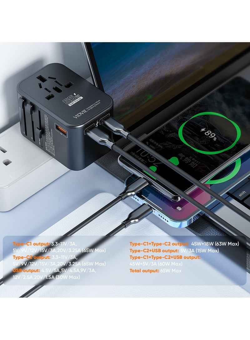 Vidvie Universal Travel Adapter Charger, 65W Global Universal Conversion Charger - Image 4