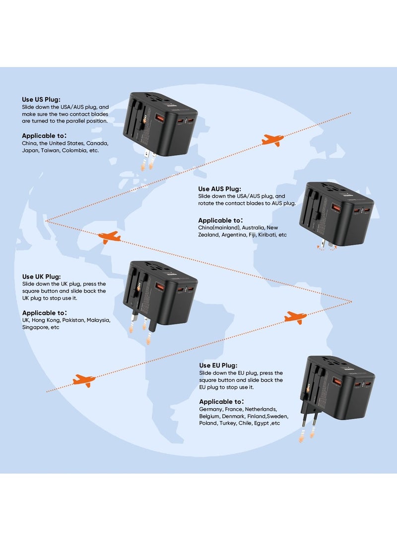 Vidvie Universal Travel Adapter Charger, 65W Global Universal Conversion Charger - Image 5