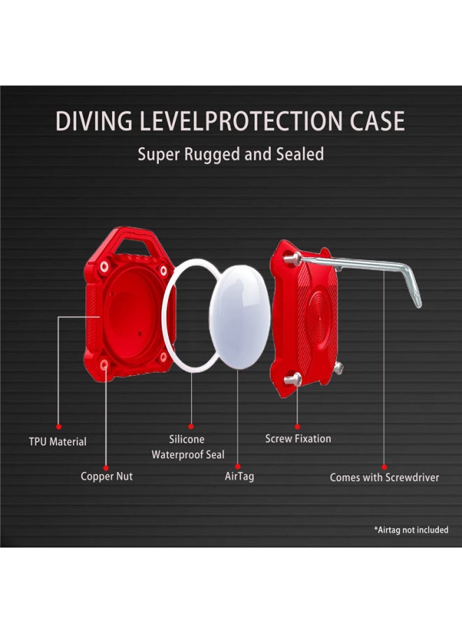 Generic - Waterproof Applicable Apple Airtag Anti-lost Device Protective Cover Airtangs Tracker Waterproof Armor Protective Cover-Color:Red 2 Pack - Image 1