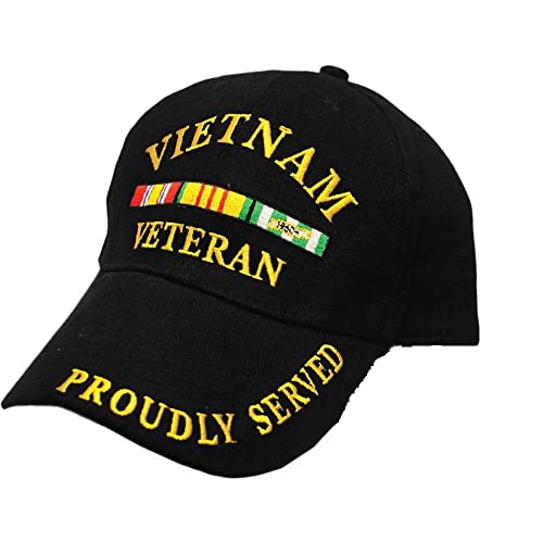 FindingKing Vietnam Veteran Proudly Served Hat Black - Image 1