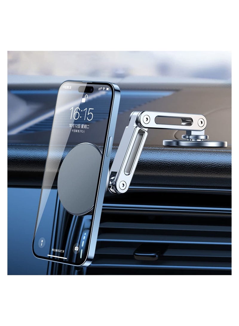 SYOSI Strong Magnetic Phone Holder for Car Phone Mount, Magnets Stand for iPhone 14 13 12 Pro Max Accessories Aluminum Alloy GPS Holder (Silver) - Image 2