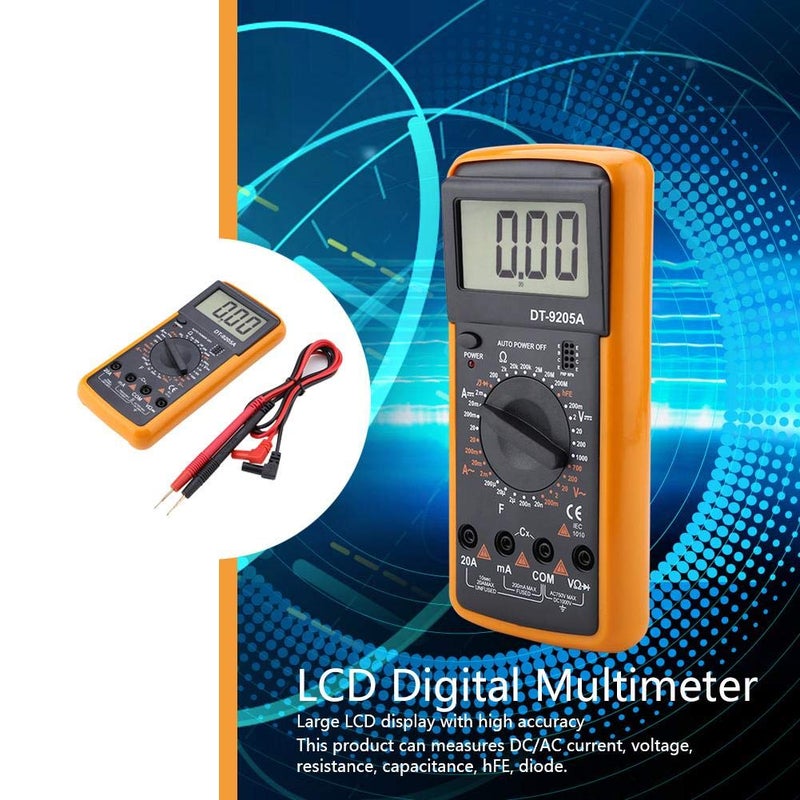 Auto‑range digital multimeter – high‑accuracy voltage tester – resistance, capacitance readings, continuity buzzer, diode testing, angled backlit display, rugged and portable tool - Image 4