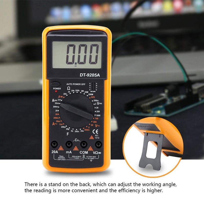 Auto‑range digital multimeter – high‑accuracy voltage tester – resistance, capacitance readings, continuity buzzer, diode testing, angled backlit display, rugged and portable tool - Image 2