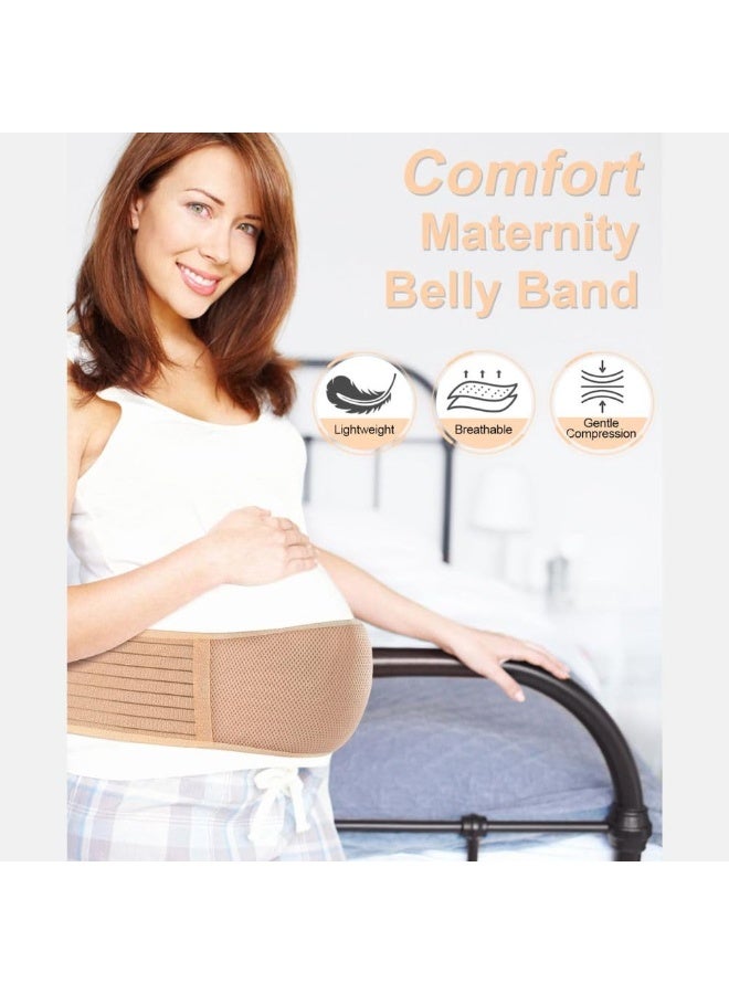 AlsayedP Pregnancy Belly Band Maternity Belly Band for Women Pregnancy Belt - Relieve Back, Pelvic, Hip Pain - Adjustable Belly Support Bands for Pregnant Women - Maternity Belt Fits Up to 46" - Beige - Image 3