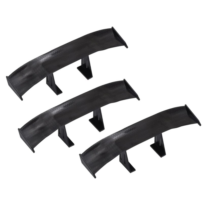 3Pcs Universal Car Mini Spoiler Wing Creatiee Auto Car Tail Wing Mini Auto Carbon Fiber Texture Decoration Without Perforation Tail Decoration 67 InchBlack
