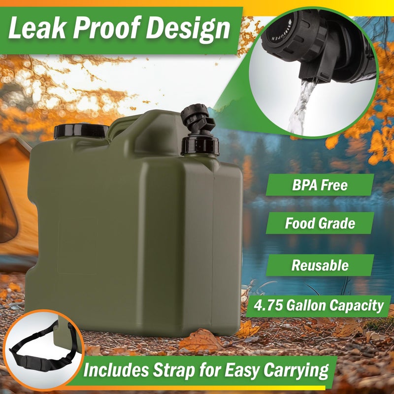 Wakeman Camping Water Jug with Spigot - 4.75 Gallon Jug Canteen Tank Carboy - BPA Free No Leak Camping Water Container for Outdoor Potable Drinking on Picnics, Camp and Overlanding Gear by Wakeman Outdoors - Image 4