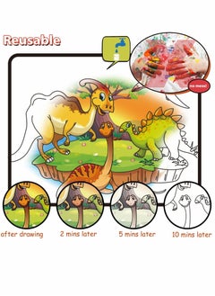 KASTWAVE Graffiti Book Water Picture Album Children's Drawing Board, Reusable Water Reveal Activity Books for Kid, Doodle Game for Girl & Boy for 3-5 Year Old (Dinosaur & Animal)  - Image 4