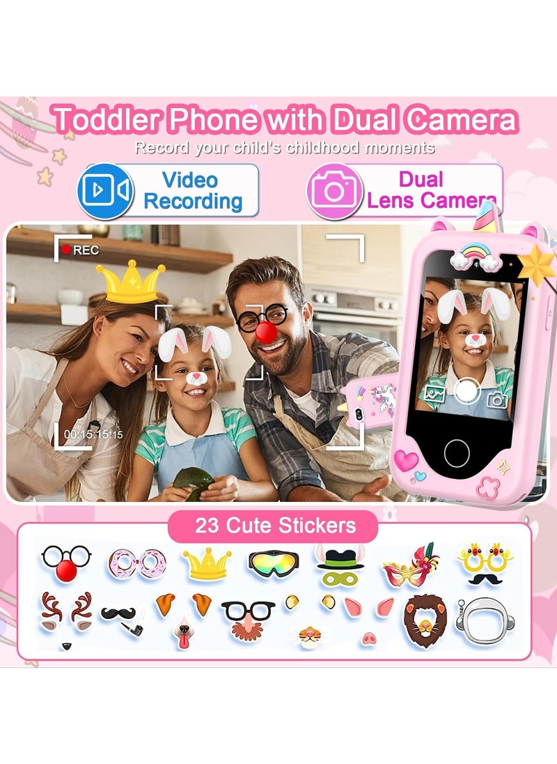 Chillspace 2025 Upgrade Kids Smart Phone for Girls, Christmas Birthday Gifts for Girls Age 3-10 Kids Toys Cell Phone, 2.8" Touchscreen Toddler Learning Play Toy Phone with Dual Camera, Game, Music Player, 8GB Card Pink  - Image 3