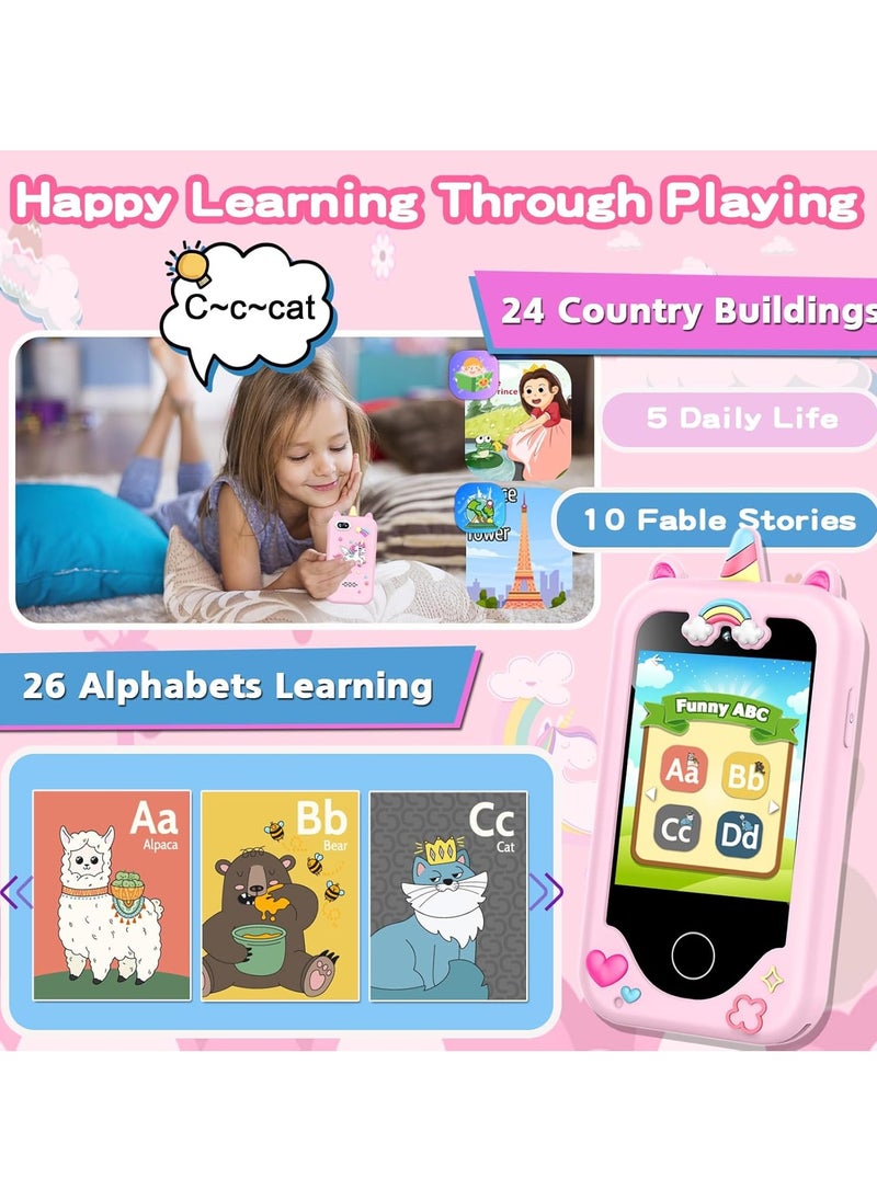 Chillspace 2025 Upgrade Kids Smart Phone for Girls, Christmas Birthday Gifts for Girls Age 3-10 Kids Toys Cell Phone, 2.8" Touchscreen Toddler Learning Play Toy Phone with Dual Camera, Game, Music Player, 8GB Card Pink  - Image 4