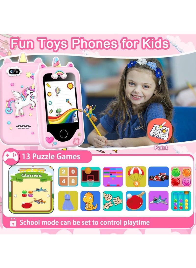 Chillspace 2025 Upgrade Kids Smart Phone for Girls, Christmas Birthday Gifts for Girls Age 3-10 Kids Toys Cell Phone, 2.8" Touchscreen Toddler Learning Play Toy Phone with Dual Camera, Game, Music Player, 8GB Card Pink  - Image 5