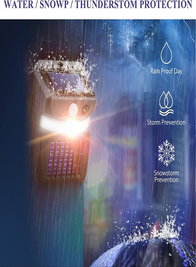 Zikra Solar Mosquito Zapper Outdoor, Upgraded Anti-mosquito Function Human Body Intelligent Sensor Outdoor Garden Wall Lamp, 10W Garden Waterproof Fly Trap LEDs Solar Powered Bug Zapper Wall Lamp (1Pcs) - Image 2