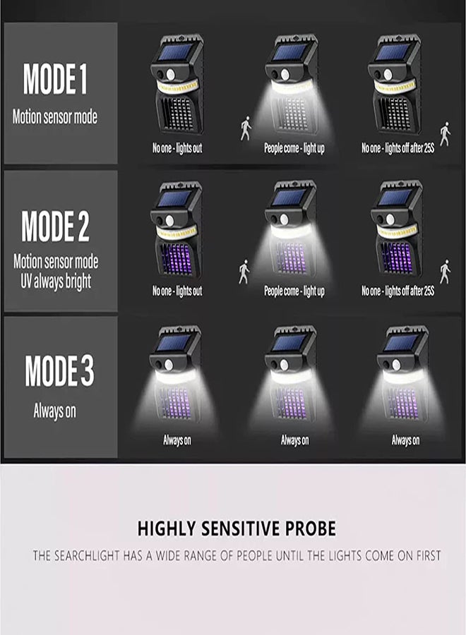 Zikra Solar Mosquito Zapper Outdoor, Upgraded Anti-mosquito Function Human Body Intelligent Sensor Outdoor Garden Wall Lamp, 10W Garden Waterproof Fly Trap LEDs Solar Powered Bug Zapper Wall Lamp (1Pcs) - Image 5