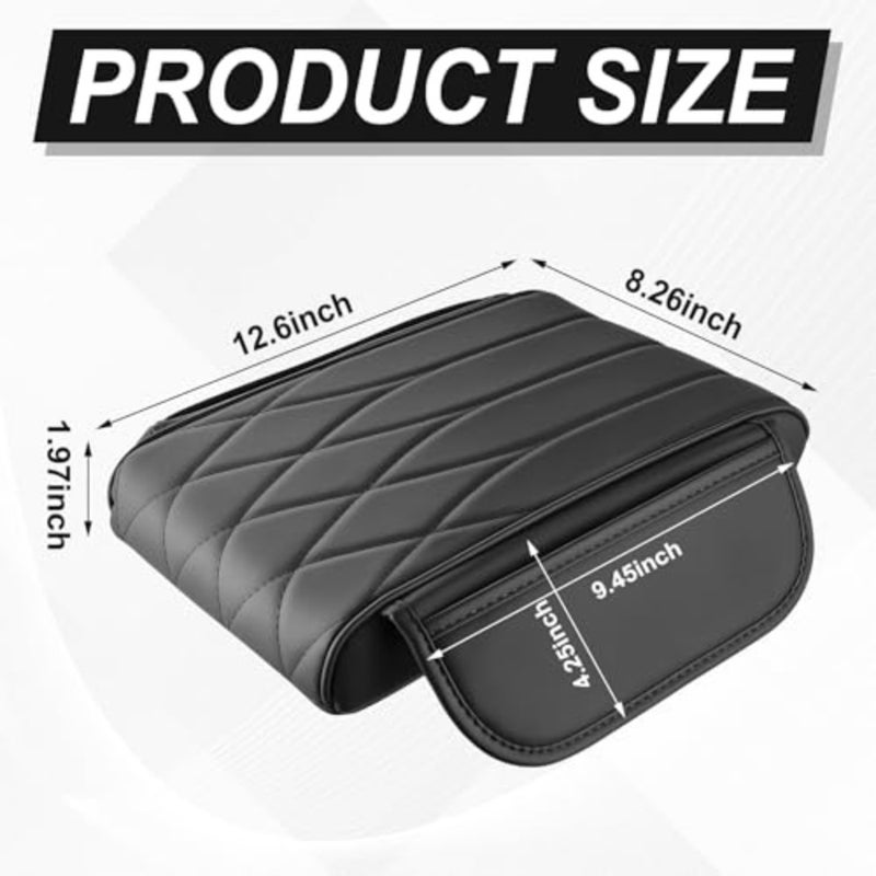 Car Center Console Cover Pad, Universal Leather Waterproof Thick Arm Rest Cover for Car with 2 Storage Bags, Car Interior Accessories for Most Vehicles, Cars, SUVs, Trucks - Image 2