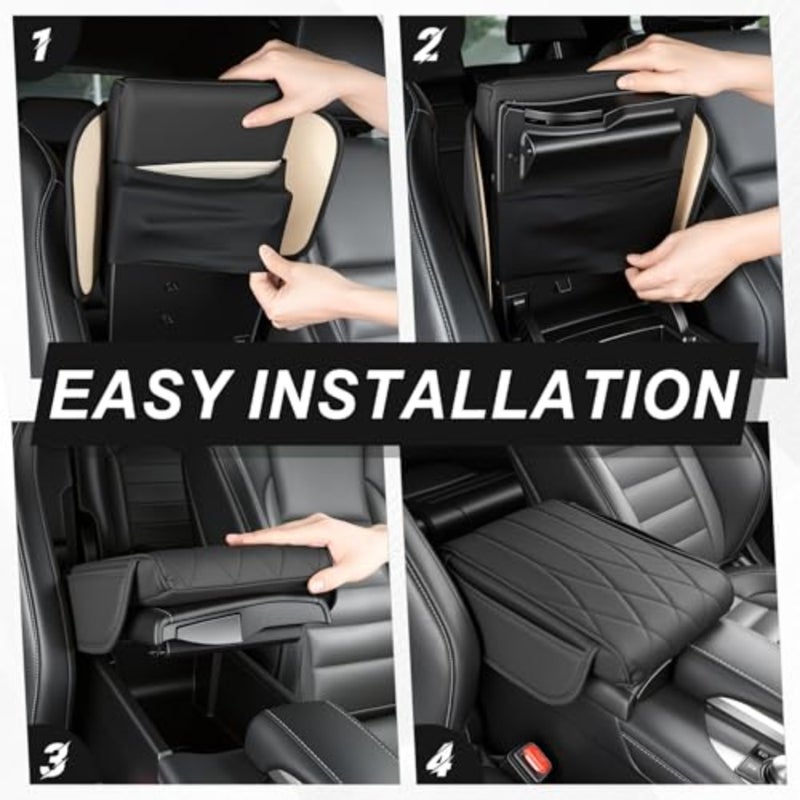 Car Center Console Cover Pad, Universal Leather Waterproof Thick Arm Rest Cover for Car with 2 Storage Bags, Car Interior Accessories for Most Vehicles, Cars, SUVs, Trucks - Image 4
