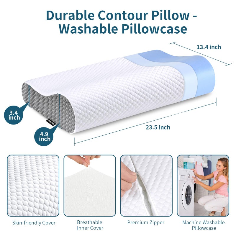 Polovo Neck Pillow Memory Foam for Pain Relief Bed Pillow for Sleeping, Ergonomic Orthopedic Cervical for Neck and Shoulder Pain, Side Back Stomach Sleeper - Image 5