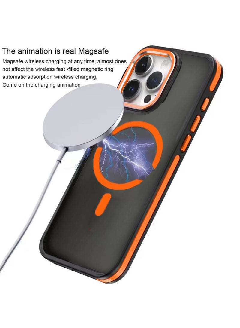 Techie غطاء خلفي شفاف مع واقي عدسة كاميرا معدني مرتفع لجهاز آبل آيفون 16 برو - حماية من السقوط بمعيار عسكري، مضاد للبصمات ومضاد للاصفرار - برتقالي غير لامع - Image 3