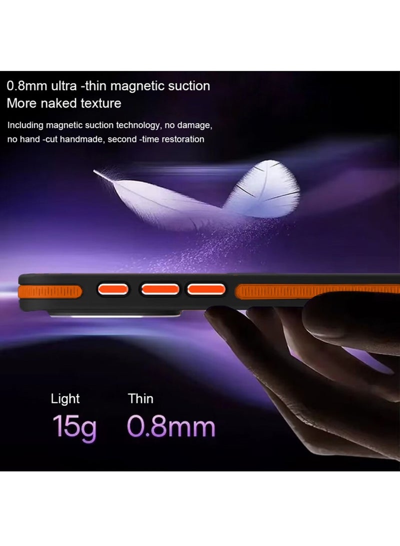 Techie غطاء خلفي شفاف مع واقي عدسة كاميرا معدني مرتفع لجهاز آبل آيفون 16 برو - حماية من السقوط بمعيار عسكري، مضاد للبصمات ومضاد للاصفرار - برتقالي غير لامع - Image 5