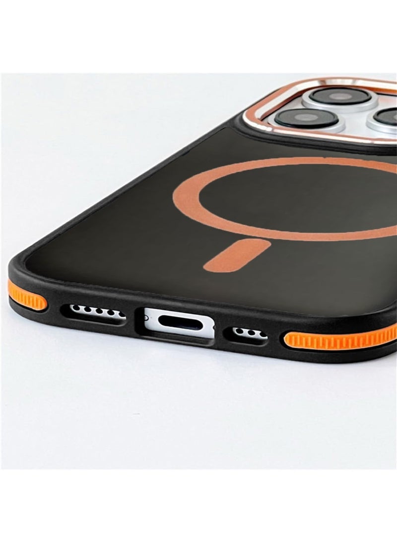 Techie غطاء خلفي شفاف مع واقي عدسة كاميرا معدني مرتفع لجهاز آبل آيفون 16 برو - حماية من السقوط بمعيار عسكري، مضاد للبصمات ومضاد للاصفرار - برتقالي غير لامع - Image 4