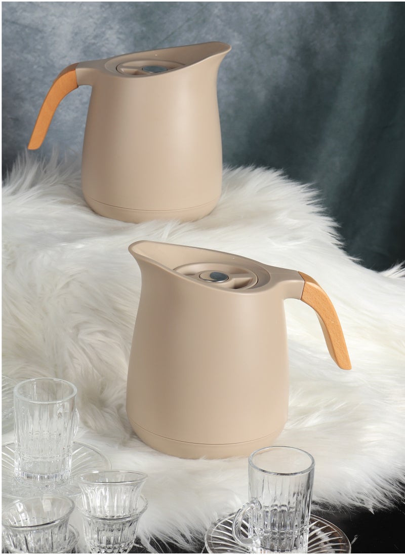 HOMEVEO 1 liter tea and coffee thermos set - elegant design with a plastic outer body and a stainless steel inner body that retains heat for long periods  - Image 1