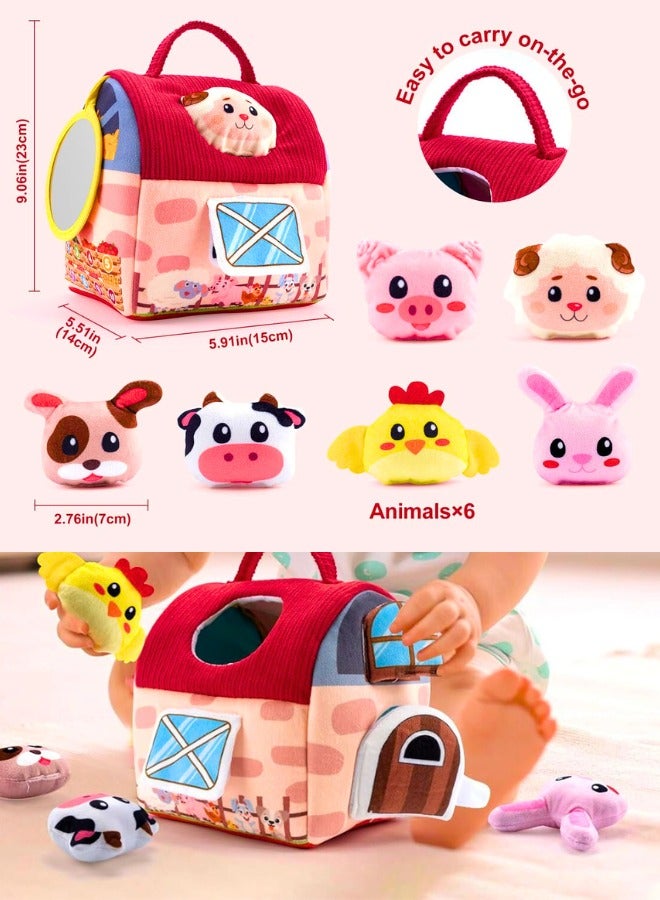 Chase Up Baby Toys 6-12 Months -Mini Farm Animals Shape Sorter Toys with 6pc Stuffed Farm Animals Plush toys, Rattle, Crinkle Paper, Mirror - Busy Montessori Toys for Babies, Sensory Toys for Toddlers 1-3 Year - Image 3