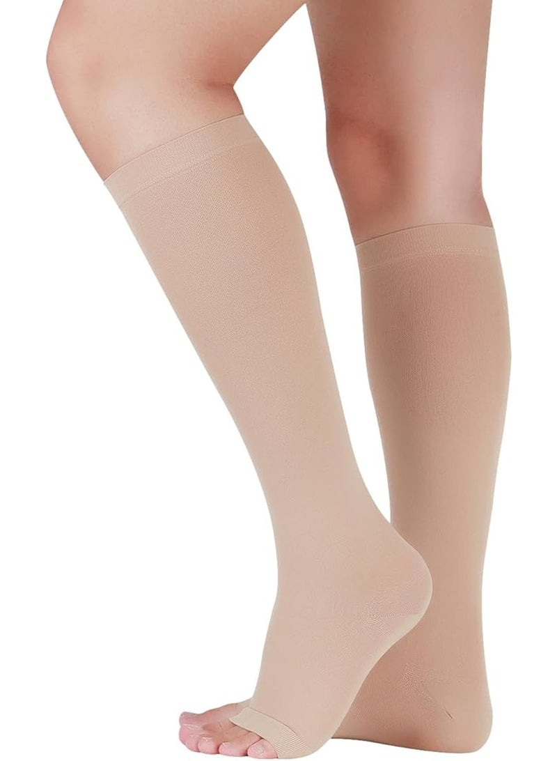 Therapeutic Compression Socks - 20-30 mmHg - Open Toe Stockings for Varicose Vein & Swollen Legs Relief - Practical Daily Use - Image 1