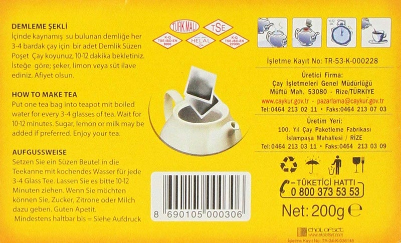 ÇAYKUR Rize Turist Large Tea Bags for Teapot Brew, Bright Red, Loose Leaf, Individually Wrapped 40 Bags, 200gr / 7.05 Oz - Image 5